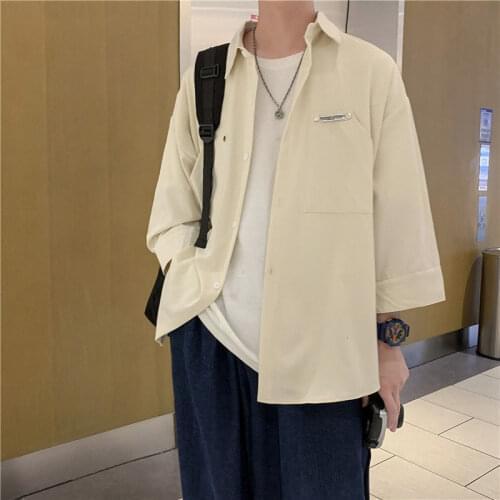 Summer Thin Shirts Mens Korean Fashion Casual Shirts Mens Loose Shirts Mens Streetwear Short-sleeved Shirts Mens M-2XL