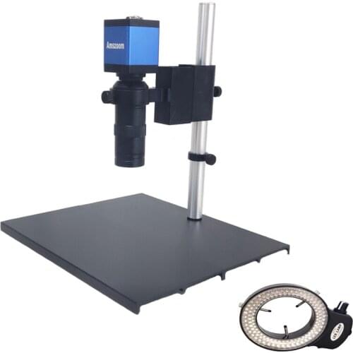 Max 130X C-Mount Lens 14MP 1080P Microscope Camera Set With Adjustable 144 Led Lights Lamp For Mobile Phone PCB Jewerly Repair