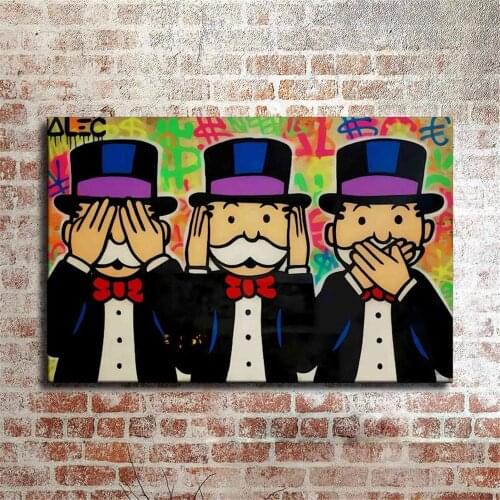 Alec Monopolys See No Evil Hear No Evil Speak No Evil Canvas Painting Posters Modern Wall Art Pictures Living Room Home Decor