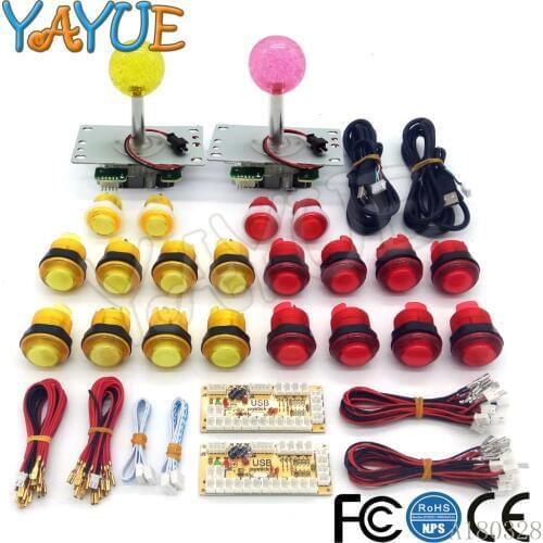 Arcade Kit 2 Player Jamma MAME Game Console Parts DIY with LED Arcade Button 5Pin Joystick