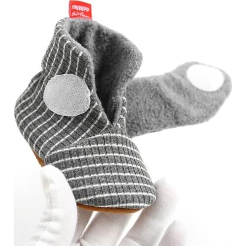 Neswborn Baby Winter Warm Striped Shoes Infant Boy Girl Cotton Casual Plush Soft Soled Shoes Ins Frist Walking 2021 New