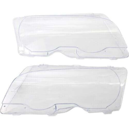 One Pair Front Headlight Lens Cover Compatible for BMW 3 E46 1999-2002 2-Door Models