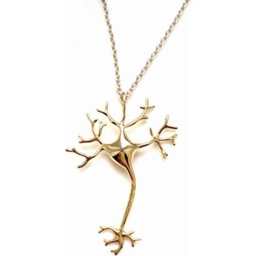 Jewelry Science 3D Neuron Lunk Necklaces For Women Punk Gold Chain Nerve Cell Colar Feminino Necklace Men Jewelry Choker 90s