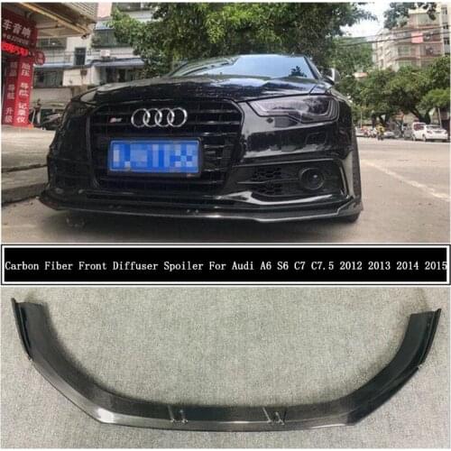 For Audi A6 S6 C7 C7.5 2012 2013 2014 2015 Carbon Fiber Front Bumper Diffuser Lip Spoiler High Quality Car Accessories