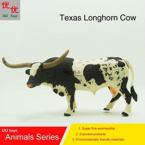 Hot toys:Texas Longhorn Cow simulation model Animals kids toys children educational props