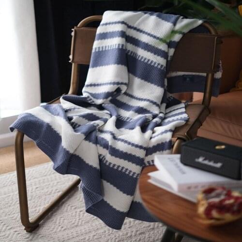2021 New Knitted Blanket Acrylic Stripe Soft Scarf Portable Warm Sofa Bed Throw Blanket 127*152cm Bedspread