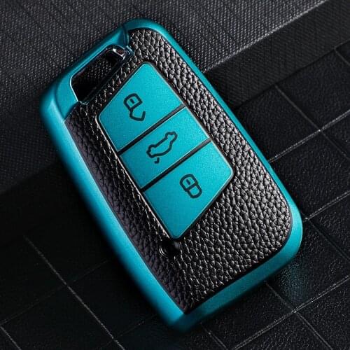For VW Volkswagen Magotan Passat B8 Skoda Superb Kodiaq A7 Smart Keychain Remote Fob Protector Case TPU Leather Car Key Cover
