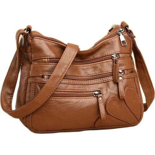 Shopper Mother Crossbody Bag Women 2021 Fashion Soft Leather Large Capacity Multi-Layer Zipper Shoulder Messenger Bags Handbag