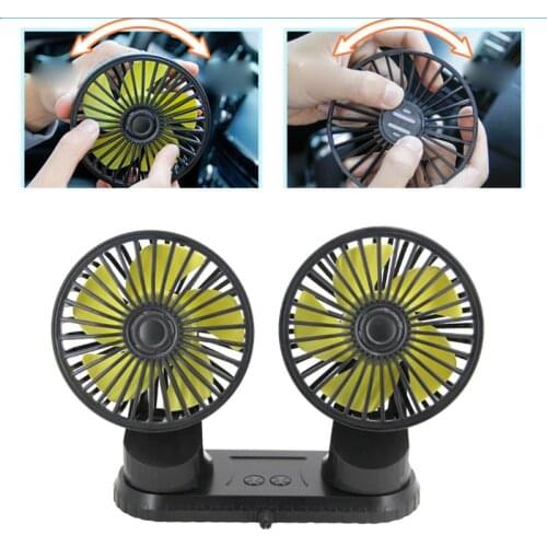 Dual Head Car Dashboard USB Fan Three Speed Control USB Fan for SUV Boat Office