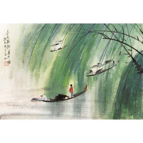 Spring willow The wooden puzzle 1000 pieces ersion jigsaw puzzle white card adult childrens educational toys