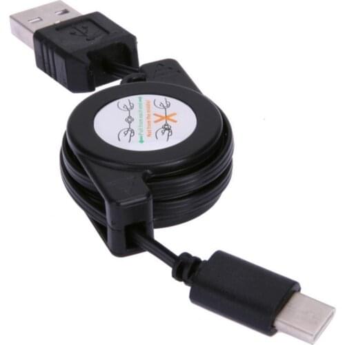 75cm Type-C Phone Charging Cable Retractable Data Sync USB 3.1 Charging Cable Cord for Android iOS