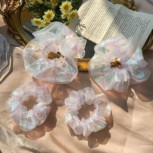 Woman Rainbow Scrunchies Fashion Fabric Hairband Hair Ring Girls Elastic Head Hoop Gift Headwear Hair Accessories Female