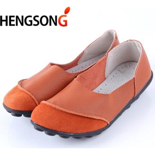 2021 New Hot Selling Genuine Leather Women Shoes Summer Fashion Slip On Casual Flats Shoes Non-Slip Outdoor Shoes
