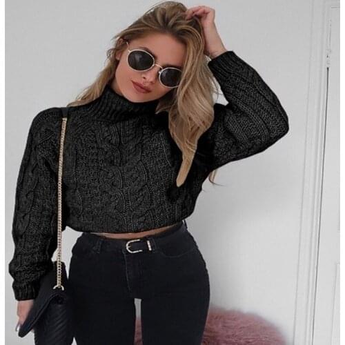 Sweater Women 2020 Autumn And Winter Short Long Sleeve High Neck Sexy Twist Sweater Women Casual Jersey Mujer En