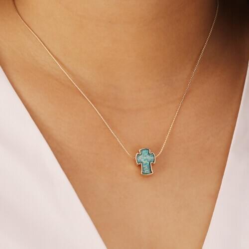 Simple Creative Colorful Frosted Cross Pendant Necklace for Women Vintage Geometric Clavicle Necklace Jewelry Gift YN1663