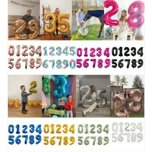 0-9 Birthday Digital Helium Foil Number Balloons Wedding Party DIY Decorations Graduation Baby Shower Supplies 16 32 40 Inch