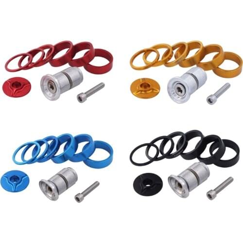 1/8 Inch Headset Spacer w/ Stem Top Cap,Headset Star Nut Black Red Blue Gold 4 Color