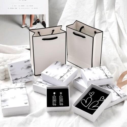 1pc Jewelry Gift Boxes Bracelets Earring Ring Necklace Jewelry Set Box Packaging Cases Displa Gift Paper Box bags Packaging