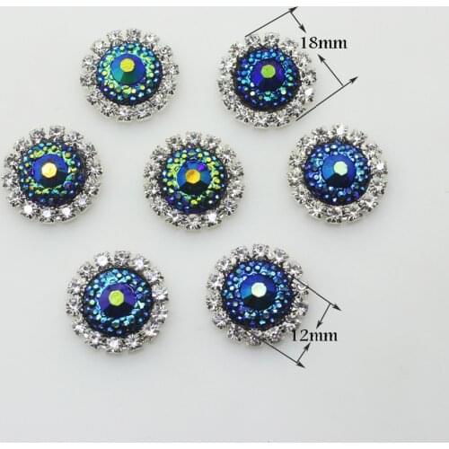 2017 New 10pcs 18mm Colorful AB Resin Round Flatback Rhinestone Buttons Clothing DIY accessories