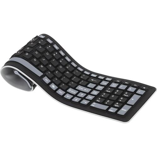 2.4 Portable Wireless Keyboard Flexible Roll Up Water Resistant Washable Soft Silicone Keyboards with USB Receiver for Computer