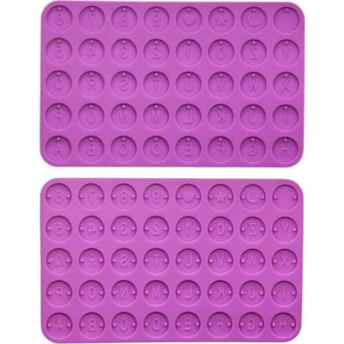 2Pcs DIY Initial Letter Pendant Resin Mold Letter Number Round Discs Mold Alphabet Bead Bracelet Necklace Jewelry Making J60E