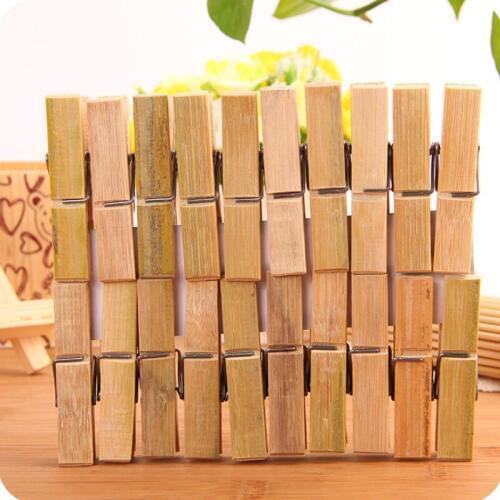 20pcs/set Multi-function Mini Bamboo Wooden Clothes Photo Paper Peg Clothespin Laundry Hangers Craft Clips LX4488
