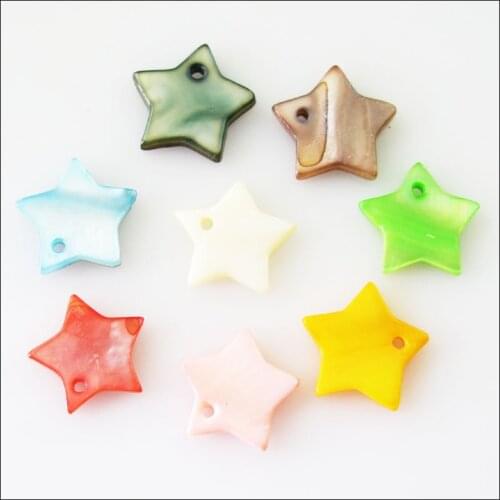 40 New Charms Natural Shell Loose Star Flat Pendants 12mm Mixed