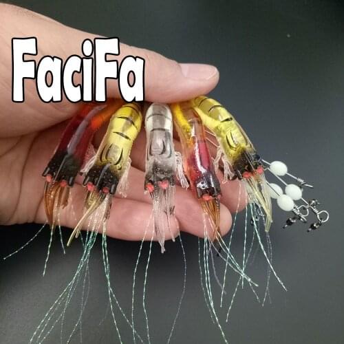 5pcs/Lot Luminous Shrimp Soft Lure Artificial Silicone Bait With Hooks Swivels Lures Set Anzois Sabiki Rigs Fishing Tackle