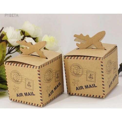 50pcs- 6*6*6cm Retro brown kraft paper candy box chocolate cookies packaging wedding party gift box