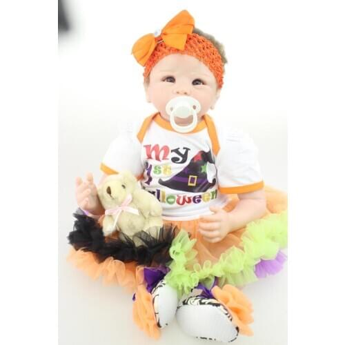 55cm 22 Inch Fashion Sleeping Baby Doll Lifelike Silicone Baby Reborn Dolls Toy with Clothes Kids Birthday Bonecas Brinquedos