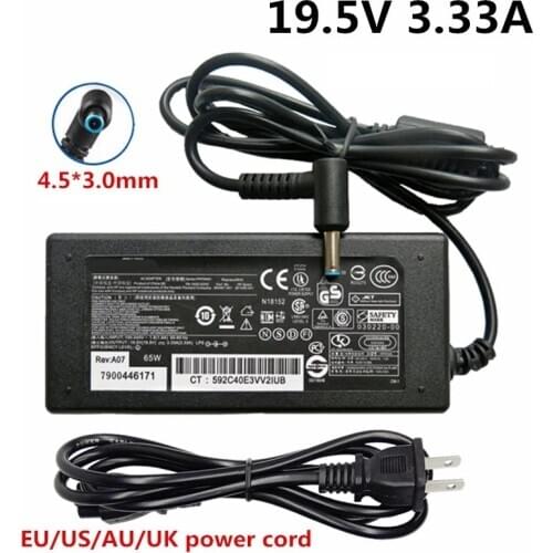 19.5V 3.33A 4.5*3.0mm Laptop AC DC Power Adapter 19.5 Volt Charger Supply For HP Pavilion 15 Envy 17 EU US UK AU Plug