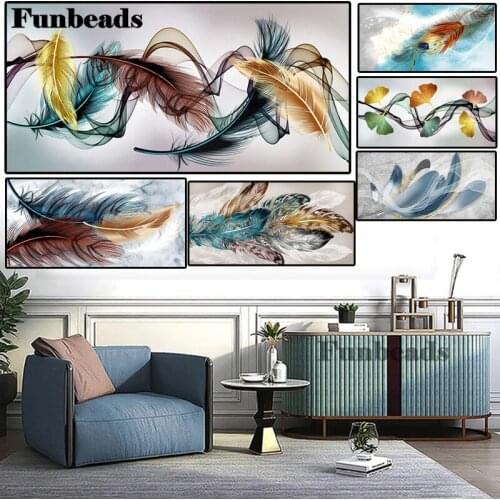 Large size square/round diamond painting Mosaic abstract painting feather wings 5D DIY diamond painting cross stitch decorFF4183