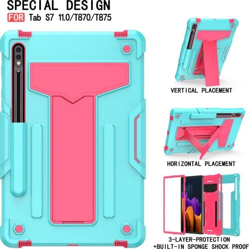 Armor Case For Samsung Galaxy Tab S7 11" SM-T870 T870 T875 T876 Heavy Duty TPU + PC Stand Drop-Resistance Shell Hard Cover