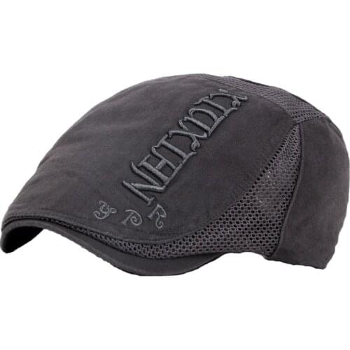 Men Letter Embroidered Beret Hat Women Summer Mesh Visor Newsboy Detective Waiter Chef Restaurant Worker Painter Artist Gorra