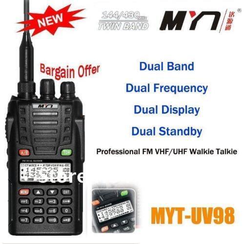 Free Shipping Bargain Offer Hot sale Dual Band VHF:136-174MHz & UHF:400-470MHz MYT-UV98 Portable Ham Two Way Radio