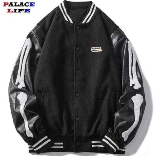 Patchwork Baseball Jacket Men Soft Furry Patch Leather Coats 2021 Autumn Loose All-match College Style Couple Bomber Jackets