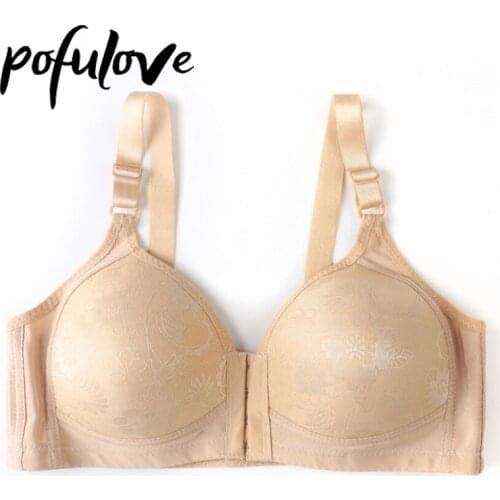 Women Plus Size Bra Front Closure Push Up Bras Thin Cotton Underwear Wireless Seamless Bralette Female Brassiere for Big Breast