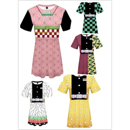 Demon Slayer Kimetsu no Yaiba Cosplay Costume Girls Women Dress 3D Print Jumpsuit Clothes