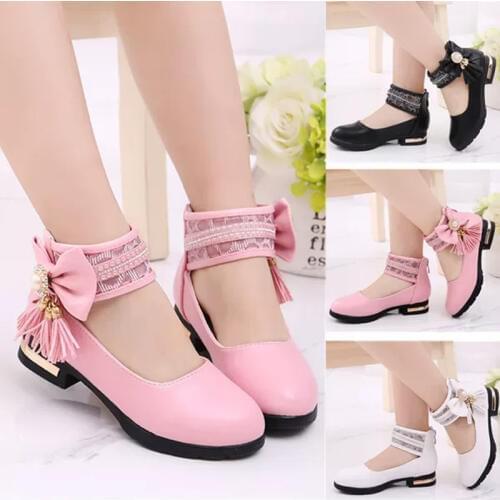 Children Leather Shoes big Girls Shoes Kids Fringed Princess Shoes For Party Wedding dance Big Girls Dress Shoes chaussure fille