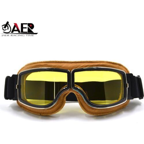 JAER Motorbike Biker Goggles Motorcycle Vintage Helmet Goggles Scooter Ski Bicycle Pilot ATV offroad Goggles Windproof Glasses