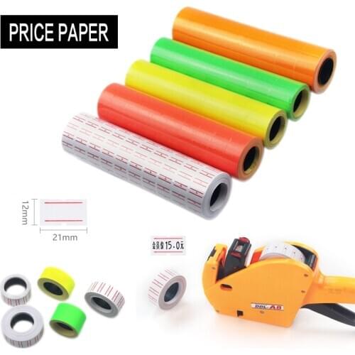 10 Rolls Adhesive Price Labels Paper Tag Sticker Single Row Label for MX-5500 Price Gun Labeller Suitable For Grocery 21mmX12mm