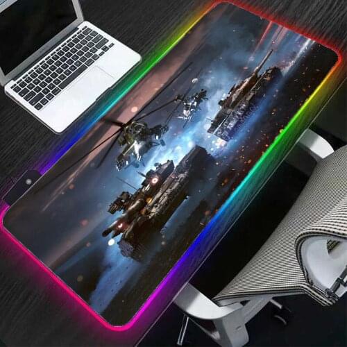 MRGLZY RGB mouse pad tank battle gaming accessories 35x60cmLED painted XXL desk mat rubber carpet mat waterproof and non-slip