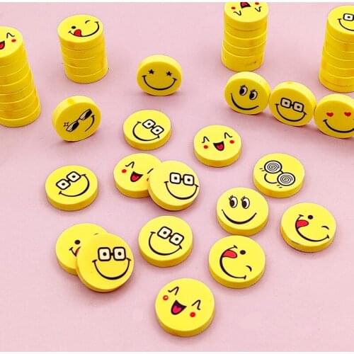 Creative Cartoon Smiling Face Eraser Learning Stationery Cute Expression Eraser Smooth Delicate Small Portable Safe And Healthy
