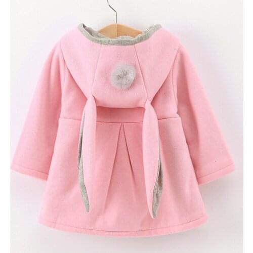 Baby Kid Girls Jackets Rabbit Ear Spring Autumn Cotton Winter Outerwear Children Hooded Coats 1 2 3 4 5 Year old Toddler Clothes