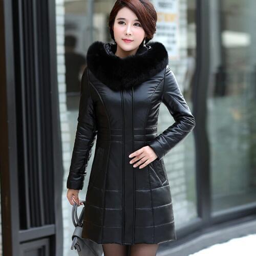 L-8XL NEW Womens Down Coat Leather Sheepskin Coat Winter 2020 Fashion Mother Thicken Fur Collar White Duck Down Jacket