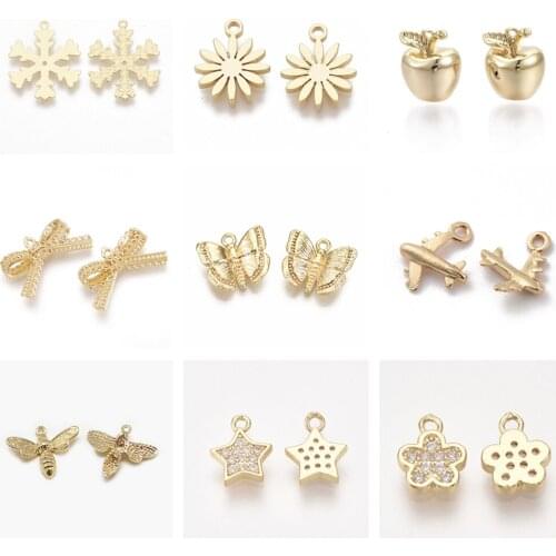 50pcs Brass Snowflake Charms Pendants for necklace jewelry making DIY Accessories Christmas Theme F85