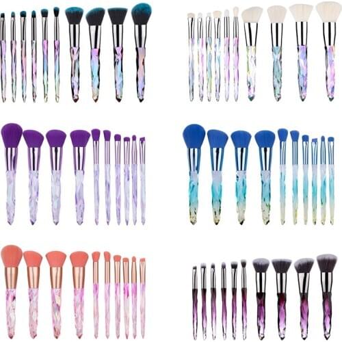 GUJHUI 10pcs Crystal Makeup Brushes Designer Make Up Powder Foundation Eyeshadow Eyebrow Cosmetics Brush Set Brochas Maquillaje
