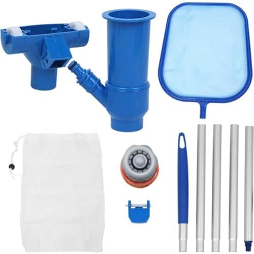 Swimming Pool Spa Jet Vacuum Cleaner Kit with Pole Net Fountain Hot Tub Cleaning Tool Accessories for Ground Swimming Pools