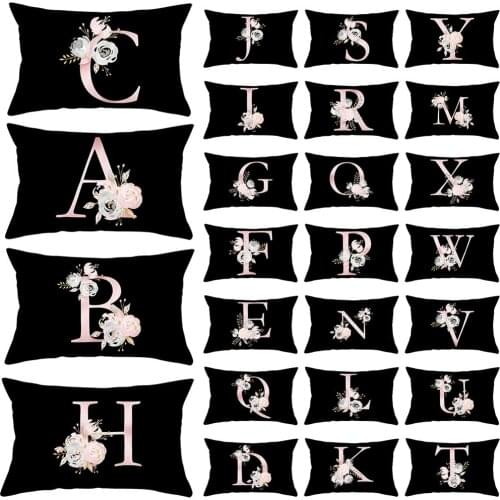 26 Letter Black Rectangular Pillowcase Hug Pillow Cushion Cover 30*50 Cm Home Decoration Bedroom Living Room Stylish Design