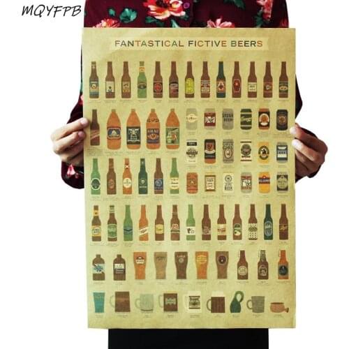 A Complete Collection of Beer Kraft Paper Poster Home Room Decoration Interior Painting 50.5x35cm